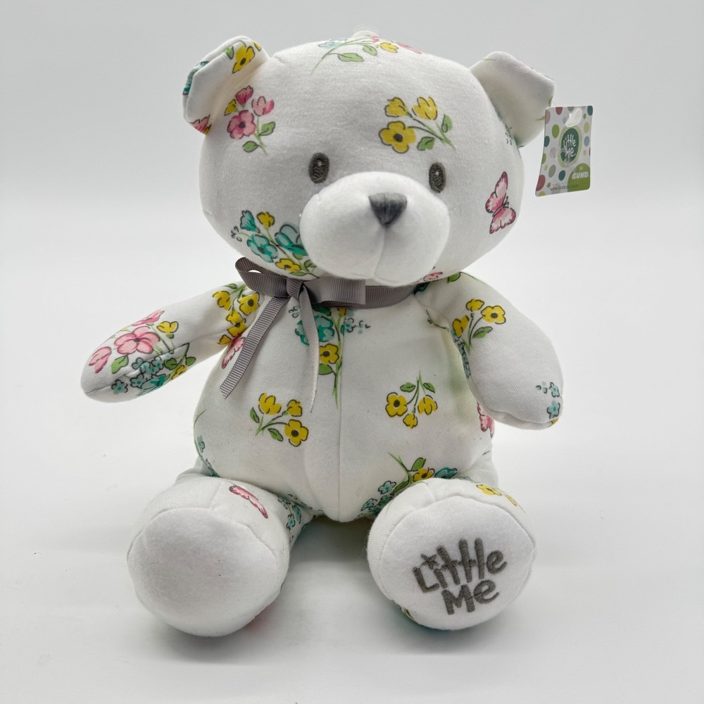 Little Me by Gund Meadow Floral Girl 10 Inch Teddy Bear White Multi 4060196 NWT